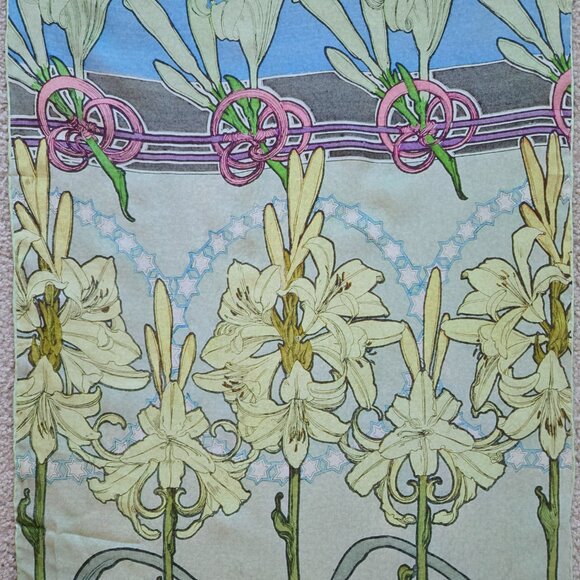 Alphonse Mucha Lily Silk Chiffon Scarf - Picture 5 of 10